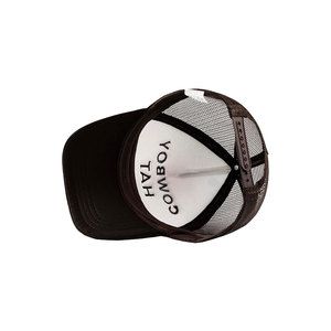 Gorra Trucker Unisex de 6 Paneles, Blanca y Marrón, con Malla, Bordada, Estilo Vaquero, Casual, Ajustable, para Adultos, para las Cuatro Estaciones - Product Image 5
