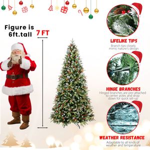 Albero di Natale Artificiale Abete Innevato da 210 cm con 2178 Punte in PE/PVC, Pigne e Bacche - Decorazione Natalizia Realistica - Product Image 2