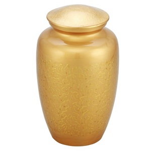 Urnas de cremación de aluminio para adultos con diseño en color amarillo, urnas funerarias metálicas con acabado para cenizas humanas, urnas conmemorativas para cremación. - Product Image 1