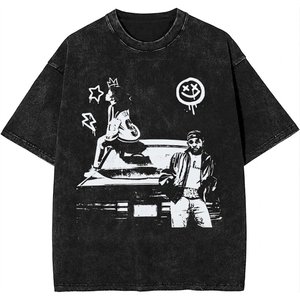 New Arrivals Men's <b>Acid</b> Washed Streetwear <b>Drop</b> Shoulder Oversized T Shirt Heavy Cotton Custom Printed Logo Bulk Supplier Summer - Product Image 1