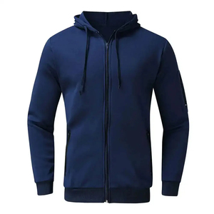 Chándal con Capucha Azul Marino para Hombre, Color Sólido, Cierre Completo, Ropa Casual de Otoño, 100% Poliéster, Peso Medio, Corte Regular, Bolsillos Laterales - Product Image 4