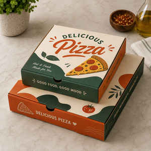 Boîte d'emballage alimentaire jetable écologique biodégradable sur mesure, en papier kraft ondulé épaissi, forme carrée, pour pizza - Product Image 3