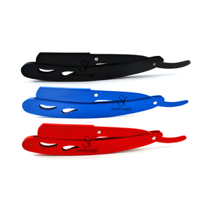 Sambrialmed International - Navajas de Afeitar Profesionales Clásicas Plegables de Acero Inoxidable en Negro, Azul y Rojo, SI2346 - Product Image 3