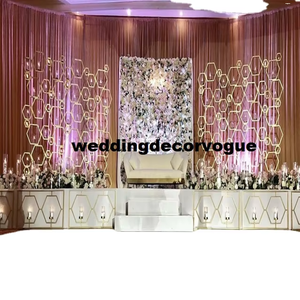 Mur de bougies métalliques pour la décoration de scène de mariage, panneau de toile de fond élégant pour mariage, décoration d'événements et de cérémonies indiennes à vendre - Product Image 5