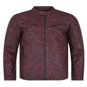 Veste à col zippé élégante pour homme Mode personnalisée 100% cuir véritable Vêtement d'extérieur automne hiver Matériel en toile - Product Image 1