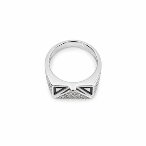 925 Sterling <b>Silver</b> Geometric Triangle Cubic Zirconia Signet <b>Ring</b> for <b>Men</b> Party Wedding High Polish Finish - Product Image 5