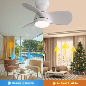 Ventilatore da soffitto da interno reversibile da 23 pollici con motore DC, 3 pale in ABS, luce LED dimmerabile a 3 colori, telecomando, bianco, luce LED da 18W - Product Image 3