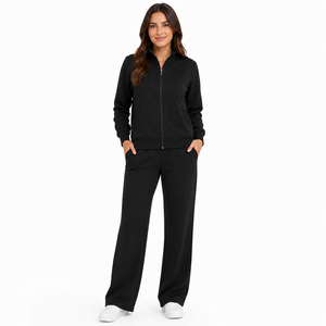Ensemble de survêtement gothique gris uni en polaire pour femme grande taille, personnalisé, avec sweat à capuche zippé, crop top et pantalon large, respirant - Product Image 5