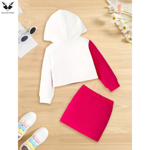 Fashion Street Wear In Pink And White Color Best Material In Reasonable Price Women Casual Wear Outfit Hoodie And Skirt <b>Set</b> - Product Image 2