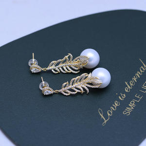 Freshwater 11-12mm White Pearl <b>Earrings</b> for Women S925 Silver Full Set Strong Light <b>Fine</b> Flaws Triangle Design Fashion <b>Dangle</b> - Product Image 5