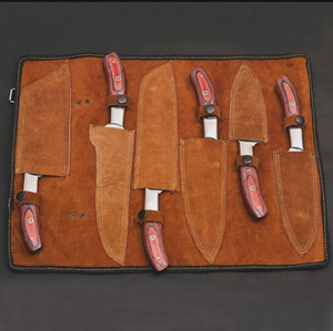 Ensemble de couteaux de chef professionnels en acier inoxydable de haute qualité, lame tranchante, orientation pour droitier, manche en bois personnalisé - Product Image 3