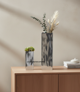 Jarrón de Aluminio Ecológico para Bodas, Acabado Plateado, Moderno, Minimalista, Alto, de Metal, para Flores, de Lujo, para Hogar, Hotel, Oficina, Interior - Product Image 2