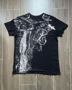 Camiseta de Jersey Negra de Manga Corta con Cuello Redondo para Hombre, Estampado con Letras, Color Degradado, Corte Regular Informal, 100% Algodón Transpirable - Product Image 5