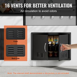 Porta di accesso doppia per cucina esterna e barbecue, 30W x 21H pollici, con maniglie verticali a muro, accessorio per piastra fredda a incasso - Product Image 4