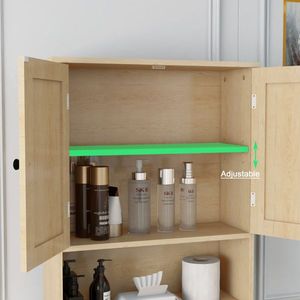 Mobiletto Salvaspazio a 2 Ante Regolabile da Posizionare Sopra il WC con Finitura in Rattan, Scaffali Aperti per Bagno - Product Image 4