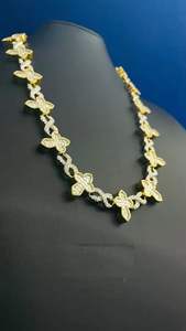 Collar de Cadena con Eslabones Florales Chapado en Plata de Ley 925 con Perla de Agua Dulce y Moissanita, Joyería de Lujo Unisex - Product Image 3