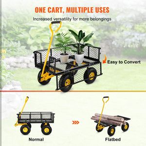 Carrello da Giardino in Acciaio Resistente con Capacità di 227 kg, Convertibile in Carrozzina Metallica 180 con Lati in Rete Rimovibili - Product Image 4