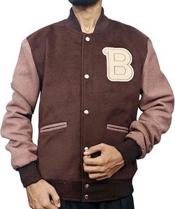 Veste bomber en laine pour homme, style varsity, coupe slim, décontractée, chaude, veste de baseball pour garçons, style universitaire - Product Image 6