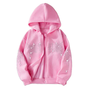 Premium Quality 100% Cotton <b>Men's</b> Fleece Zipper-Up Hoodies with Solid Design Custom Rhinestone Pattern Eco-Friendly Features - Product Image 1