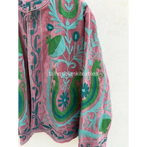 Suzani <b>Velvet</b> <b>Jacket</b> Handmade Floral Embroidery <b>Jacket</b> Boho Hippie <b>Jacket</b> Inside Cotton Iining <b>Jacket</b> <b>Women's</b> Winter <b>Jacket</b> - Product Image 4