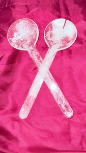 Handmade Resin <b>Salad</b> Servers Set Marbled Colorful Design Lightweight Kitchen Serving Spoons - Product Image 2