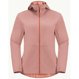 Chaqueta rosa de softshell para mujer, cortavientos, con cuello alto y cremallera, para senderismo al aire libre - Product Image 1