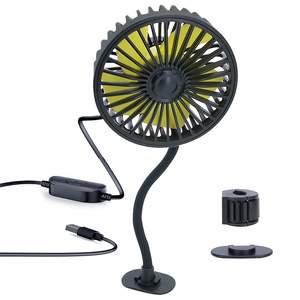 Ventilateur USB rotatif à 360 degrés pour voiture, à clipser sur tableau de bord ou fenêtre, avec 3 vitesses, pour siège arrière et usage domestique - Product Image 1