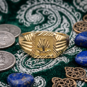 DIVYORO Orissa Anillo de Sello Clásico para Hombre, Chapado en Oro de 22k, Grabado, con Significado Religioso, para Uso Diario y Ceremonias Religiosas - Product Image 4
