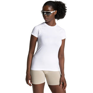 เสื้อยืดผู้หญิงทรงเข้ารูป ผ้าฝ้าย สไตล์ลำลอง สตรีทแวร์ ปักโลโก้ แขนเสื้อแบบแร็กแลน สีขาว พิมพ์ลาย ปักลาย ปรับแต่งได้ - Product Image 1