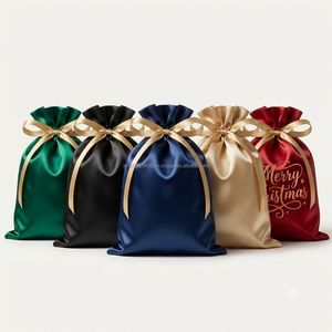 Custom Satin Drawstring Gift Dust <b>Bag</b> With Personalized Names For Christmas Halloween <b>Festivals</b> Holiday Parties Gift Packaging - Product Image 4