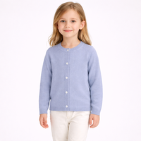 Cardigan en laine uni pour enfants, fabriqué sur mesure, couleur unie, cardigan simple en tricot pour filles