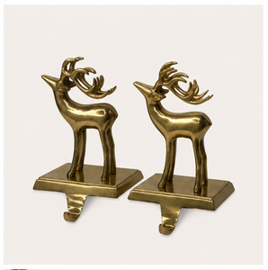 Festive Gold Reindeer <b>Stocking</b> <b>Holder</b> For Mantel Heavy Duty Metal Christmas <b>Stocking</b> Hanger With Weighted Base For Holiday Decor - Product Image 3