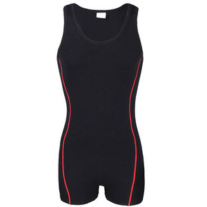 Traje de Lucha Libre Negro para Hombre con Ribete Rojo, de Una Pieza, Ajustado y Elástico - Product Image 2