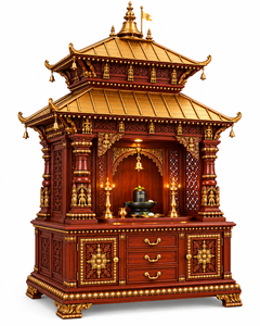 Pashupatinath Inspired Hand-Carved Nepali Pagoda <b>Mandir</b> Traditional Wood <b>Mandir</b> Pooja Room Cabinet Hand-Carved Decorative Altar - Product Image 3