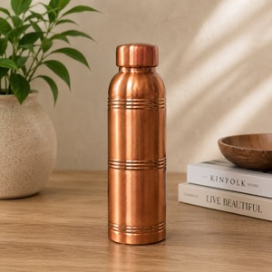 Premium <b>Copper</b> <b>Drinking</b> <b>Bottle</b> With Traditional Design For Everyday Water Storage At Home Office Gym Travel And School - Product Image 2
