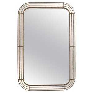 Traditional Framed Wall Mirror With <b>Arched</b> Top Metal <b>Frame</b> Decorative Glass Design - Product Image 2