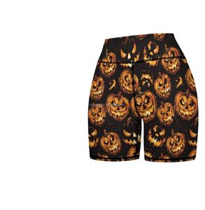 Pantalones cortos de yoga y gimnasio de cintura alta al por mayor para mujer, pantalones cortos deportivos transpirables cómodos con botones, sublimación personalizada, color sólido - Product Image 2