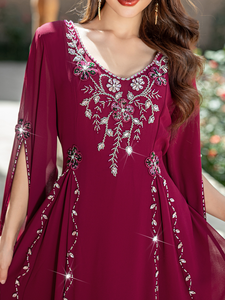 Vestido Abaya Musulmán AN11950 ENVAFA de Lujo, Hecho a Mano, Elegante, Transpirable, de Chifón con Cuentas, Largo hasta el Suelo, de Manga Larga - Product Image 5