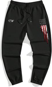 Men's Graphic Print Knot Front Sweatpants <b>Drawstring</b> Elastic Waist <b>Trousers</b> with Pockets - Product Image 2