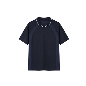 Maillot de football pour femmes, bleu, à rayures tonales, avec panneau perforé, col en V, vêtements de sport, vente en gros - Product Image 6