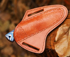 มีดทำมือเหล็ก 3cr13 ใบมีดแบบ Fixed Blade ด้ามไม้ Pakka แบบ Full Tang เคลือบสีฝุ่น สำหรับ Bushcraft พร้อมปลอกหนัง รับผลิตตามแบบ OEM - Product Image 3