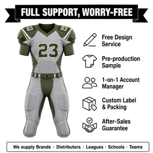 Ensemble d'uniformes de football américain personnalisés en polyester, col en V, manches courtes, tissu respirant, pantalon ajusté, adulte - Product Image 2