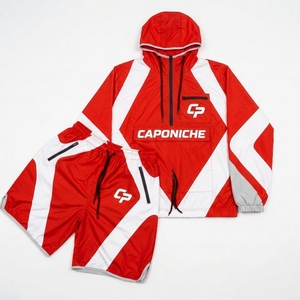 Unisex Eco-Friendly Nylon Hooded Jacket and <b>Shorts</b> Set <b>Zip</b>-Up Pullover Custom Print Waterproof Breathable Lightweight Casual - Product Image 1