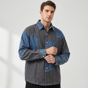 Camisa de Mezclilla Personalizable para Hombre, Ecológica, con Parches, Manga Larga, Corte Regular, Cuello Clásico, Casual, Lavado a la Piedra, Tejido Transpirable - Product Image 3