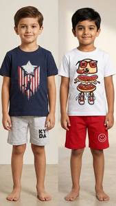 Ensemble short et t-shirt en coton confortable de qualité supérieure pour garçons, tenue assortie pour enfants, en vente - Product Image 5