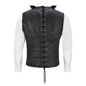 Chaleco de Cuero Genuino Personalizado para Hombre, Chaleco sin Mangas con Múltiples Bolsillos, Impermeable, Transpirable, Estilo Motociclista, Informal para Invierno y Actividades al Aire Libre - Product Image 3