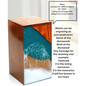 Handcrafted Wooden Cremation Urn with Resin Beach Design, Ocean Waves, and Natural Rosewood urn <b>Memorial</b> <b>Keepsake</b> by AYAANS - Product Image 5