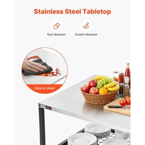 Carrello per Barbecue da Esterno a 4 Ruote con Piano di Lavoro in Acciaio Inox 31,5 X 24,0 Pollici, Tavolo da Cucina per Esterni - Product Image 6