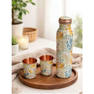 <b>Hot</b> drink <b>bottle</b> Floral Pattern <b>Water</b> <b>Bottle</b> With Copper Lid Portable Travel Drinkware - Product Image 4