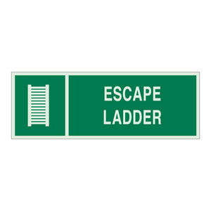 BradyGlo Photoluminescent Emergency Escape <b>Ladder</b> Sign <b>Wall</b>-Mount 5 X 14 in - Product Image 1